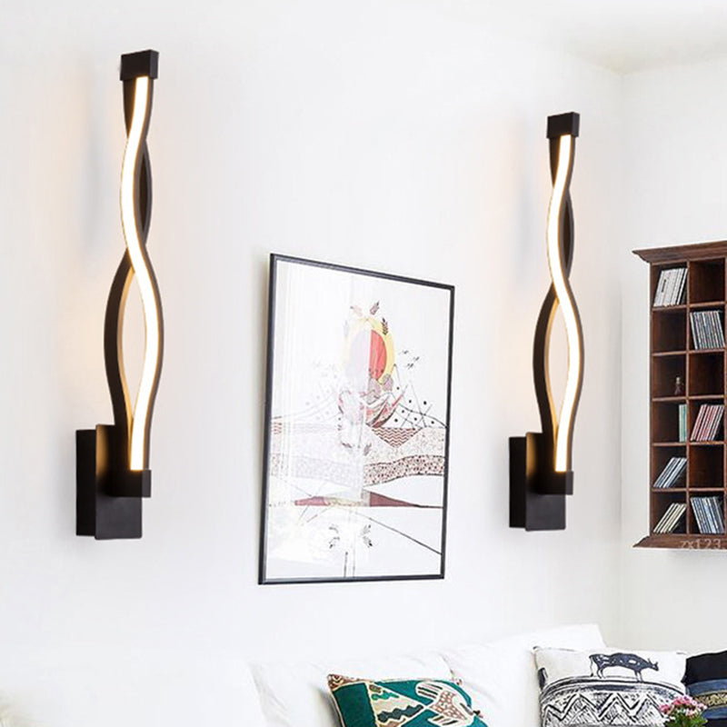 Avtoit | Contemporary LED Wall Lighting Black/White Curved Wall Lamp with Acrylic Shade, Warm/White Light
