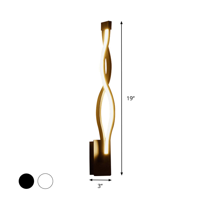 Avtoit | Contemporary LED Wall Lighting Black/White Curved Wall Lamp with Acrylic Shade, Warm/White Light