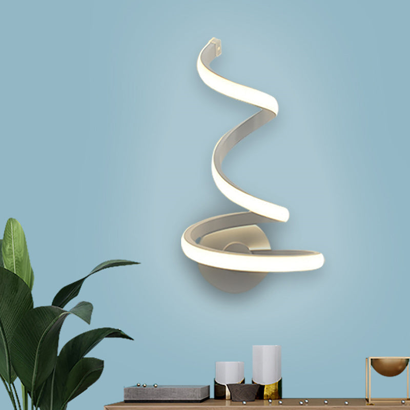Avtoit | LED Dining Room Wall Light Modernist White Wall Mounted Lamp with Spiral Acrylic Shade
