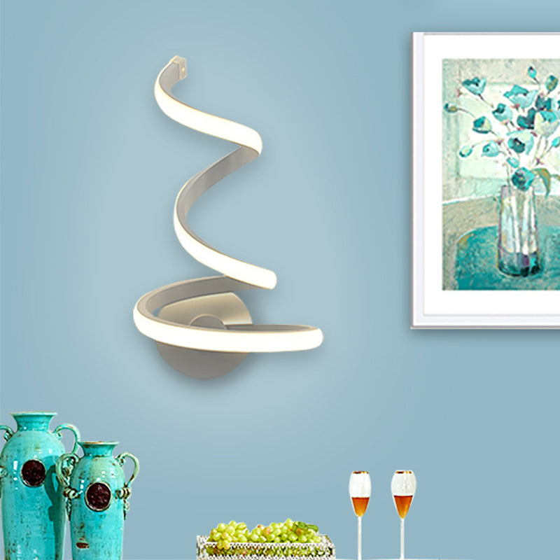 Avtoit | LED Dining Room Wall Light Modernist White Wall Mounted Lamp with Spiral Acrylic Shade