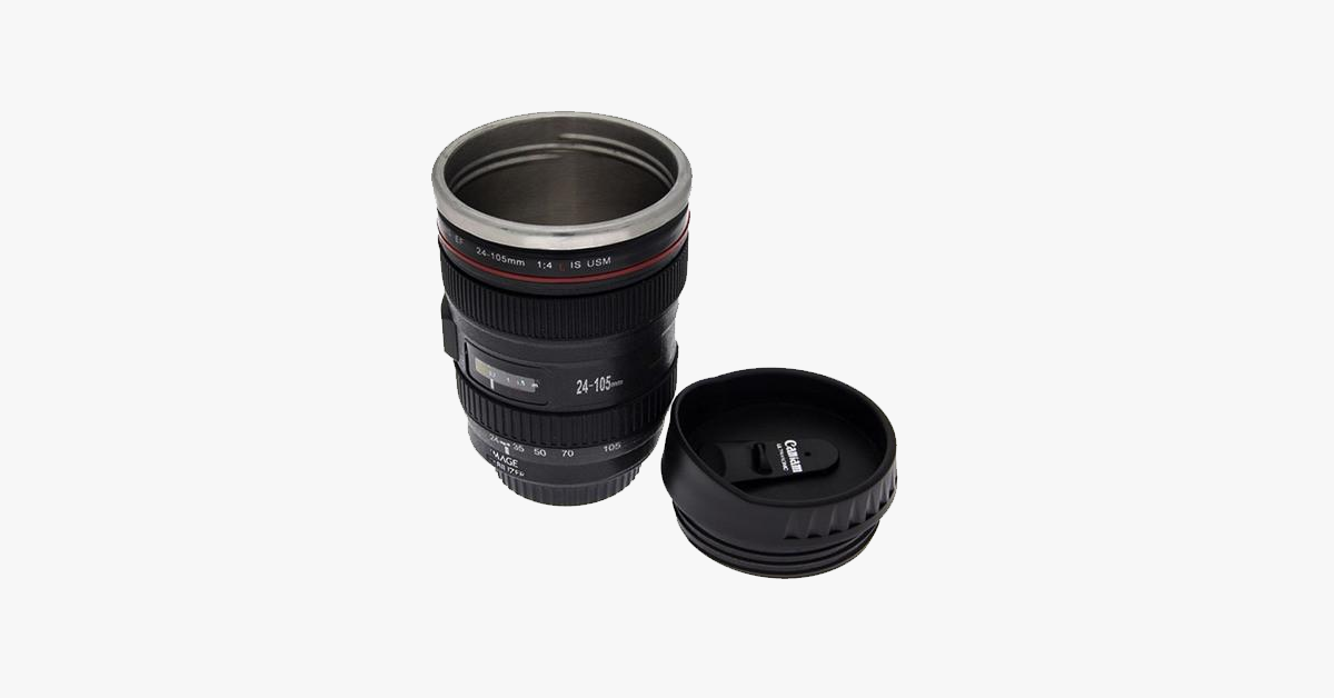 Avtoit | SLR Camera Lens Stainless Steel Travel Coffee Mug with Spill-Proof Lid