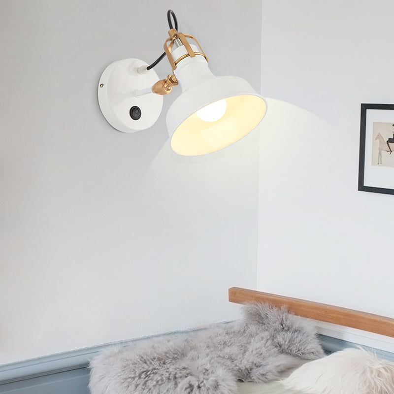 Avtoit | White Barn Wall Sconces Lighting Contemporary Metallic 1 Light Wall Mounted Fixture with Switch