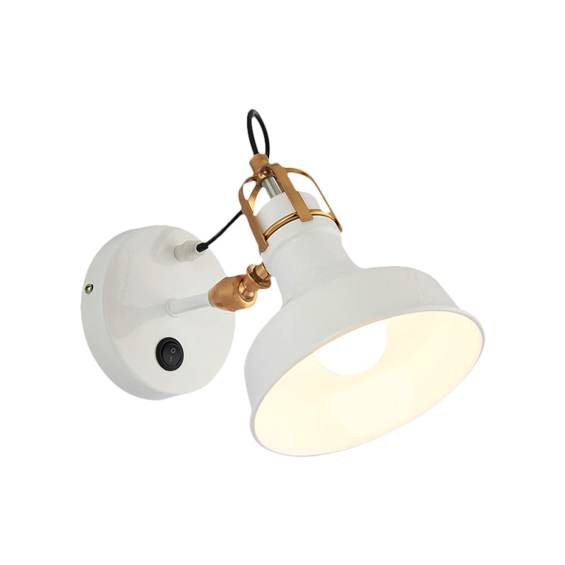 Avtoit | White Barn Wall Sconces Lighting Contemporary Metallic 1 Light Wall Mounted Fixture with Switch