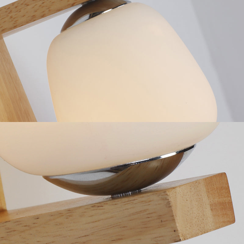 Avtoit | Milk Glass Mini Wall Mounted Lighting Nordic Style 1 Light Indoor Wall Light made of Wood for the Bedroom