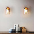 Avtoit | Cognac Glass Cylinder Wall Lamp Nordic Style 1 Light Mini Wall Sconce Made of Wood
