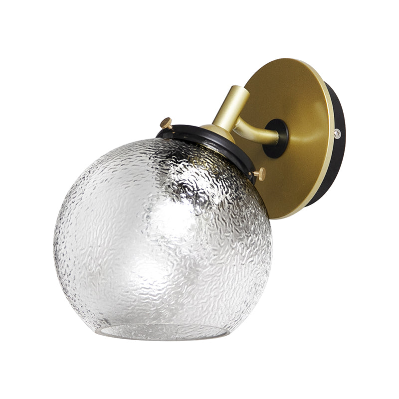 Avtoit | Clear Textured Glass Sphere Wall Lighting Modern Vintage Single Light Mini Wall Mount Light in Gold