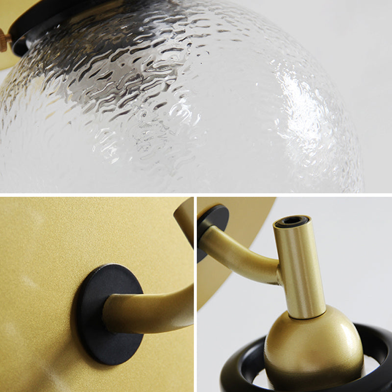 Avtoit | Clear Textured Glass Sphere Wall Lighting Modern Vintage Single Light Mini Wall Mount Light in Gold