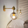Avtoit | 1/2-Head Global Wall Mount Light with Amber Glass Shade Modernist Wall Lamp Lighting in Gold for Bedroom