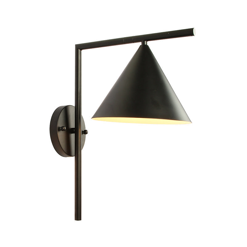 Avtoit | Cone Metal Wall Lighting Contemporary 1 Light Black/White/Gold Wall Lamp Over Table, 8" B