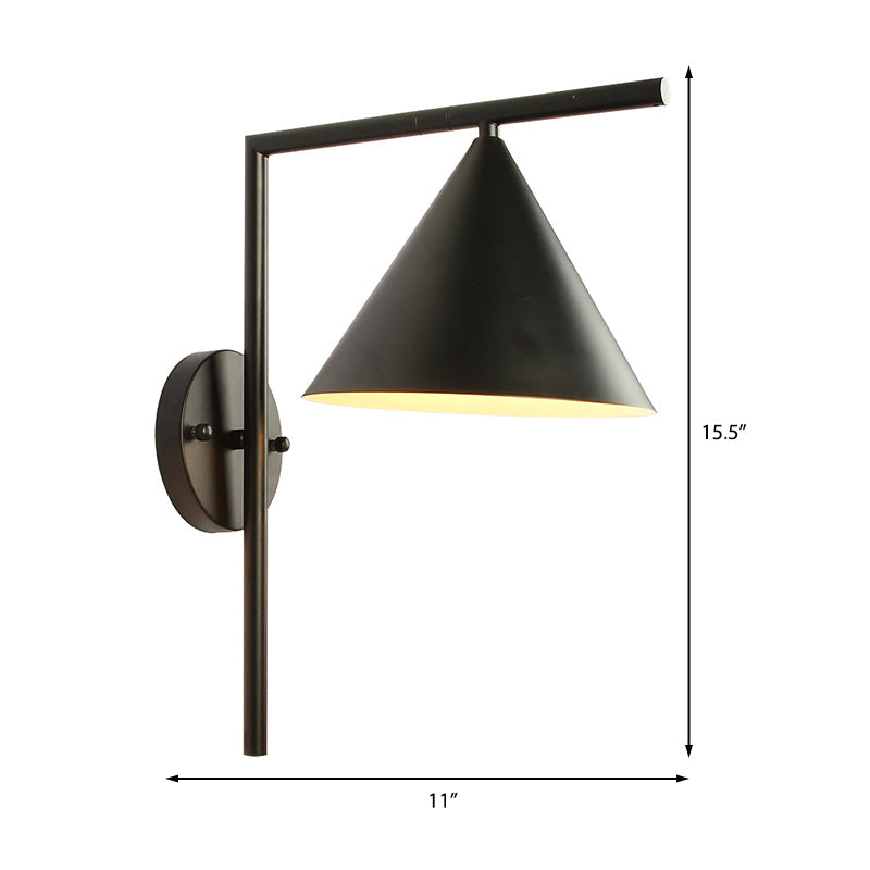 Avtoit | Cone Metal Wall Lighting Contemporary 1 Light Black/White/Gold Wall Lamp Over Table, 8" B