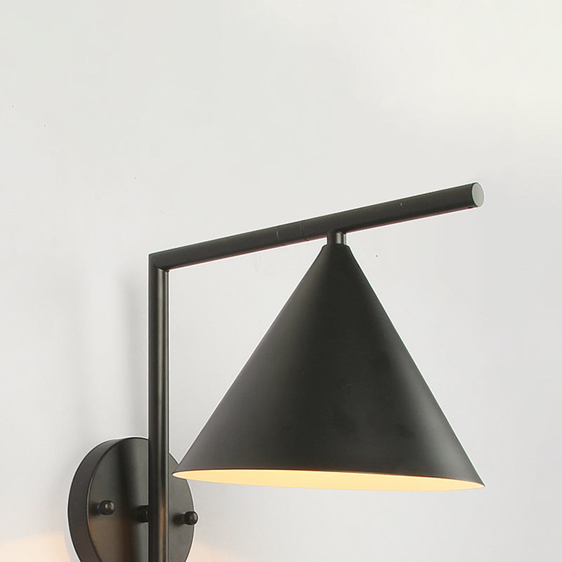 Avtoit | Cone Metal Wall Lighting Contemporary 1 Light Black/White/Gold Wall Lamp Over Table, 8" B