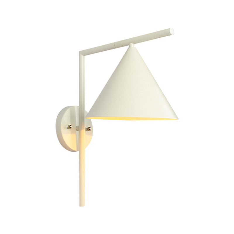 Avtoit | Cone Metal Wall Lighting Contemporary 1 Light Black/White/Gold Wall Lamp Over Table, 8" B