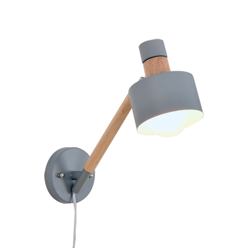 Avtoit | 5.5"/6"/7" W Armed Wall Sconce Minimalism Metal 1 Main Wall Mount Lighting in Gray for Living Room