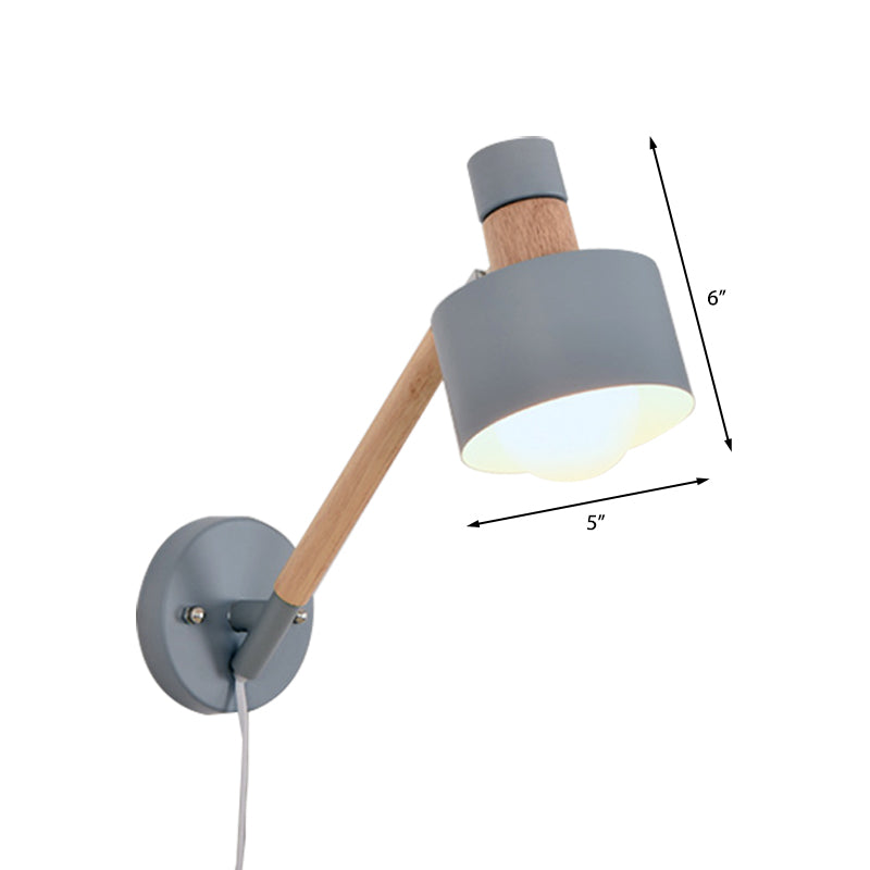 Avtoit | 5.5"/6"/7" W Armed Wall Sconce Minimalism Metal 1 Main Wall Mount Lighting in Gray for Living Room
