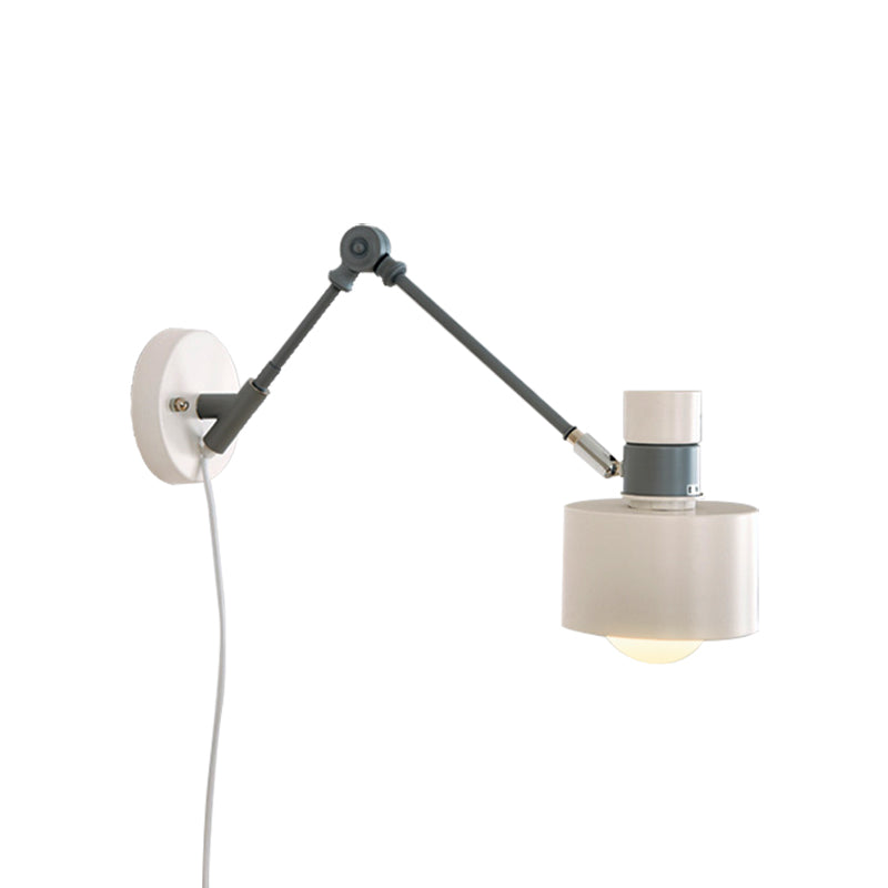 Avtoit | 5.5"/6"/7" W Armed Wall Sconce Minimalism Metal 1 Main Wall Mount Lighting in Gray for Living Room