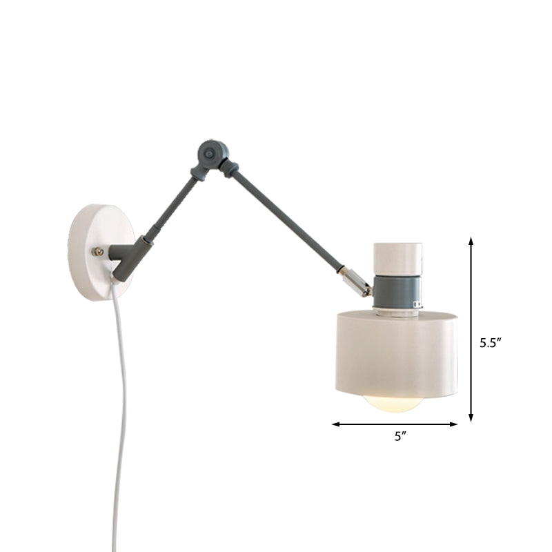 Avtoit | 5.5"/6"/7" W Armed Wall Sconce Minimalism Metal 1 Main Wall Mount Lighting in Gray for Living Room