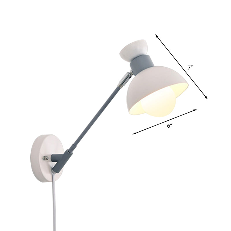 Avtoit | 5.5"/6"/7" W Armed Wall Sconce Minimalism Metal 1 Main Wall Mount Lighting in Gray for Living Room