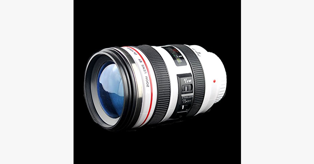 Avtoit | SLR Camera Lens Stainless Steel Travel Coffee Mug with Spill-Proof Lid