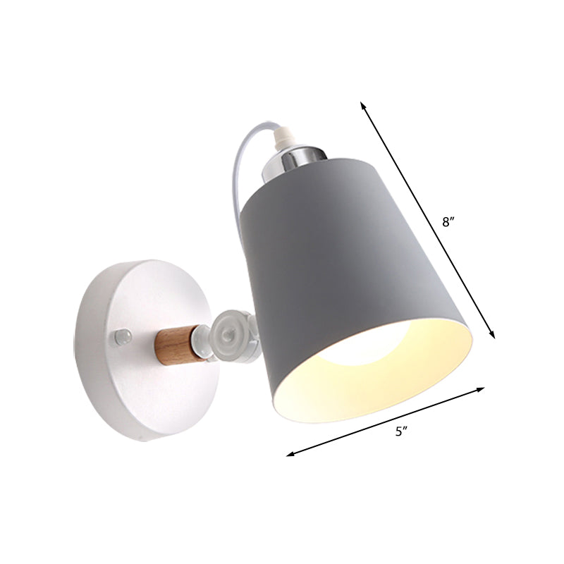 Avtoit | Gray/White/Pink/Yellow/Blue/Green Cone Wall Lamp Minimalist Metal 1 Light Wall Mount Lamp for Nightstand