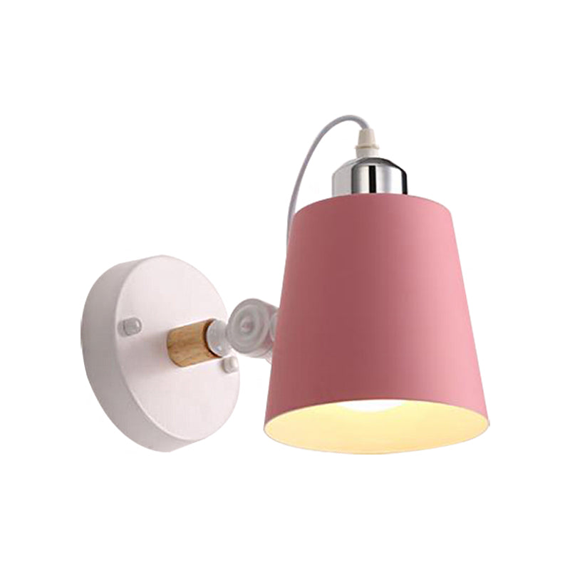 Avtoit | Gray/White/Pink/Yellow/Blue/Green Cone Wall Lamp Minimalist Metal 1 Light Wall Mount Lamp for Nightstand