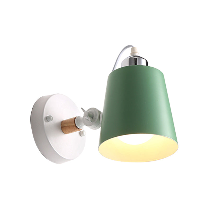 Avtoit | Gray/White/Pink/Yellow/Blue/Green Cone Wall Lamp Minimalist Metal 1 Light Wall Mount Lamp for Nightstand