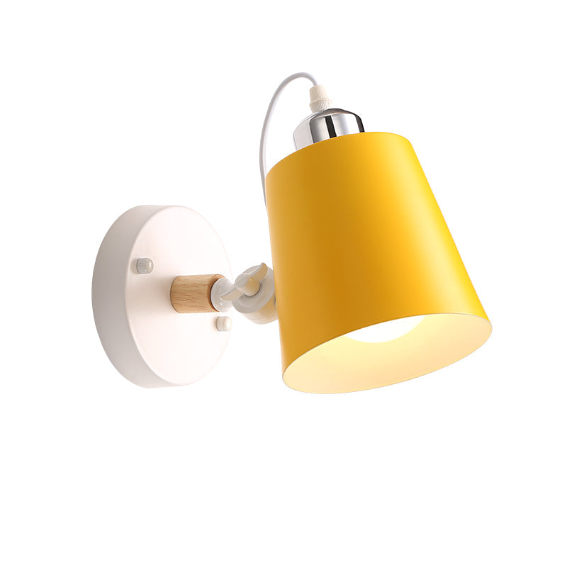 Avtoit | Gray/White/Pink/Yellow/Blue/Green Cone Wall Lamp Minimalist Metal 1 Light Wall Mount Lamp for Nightstand