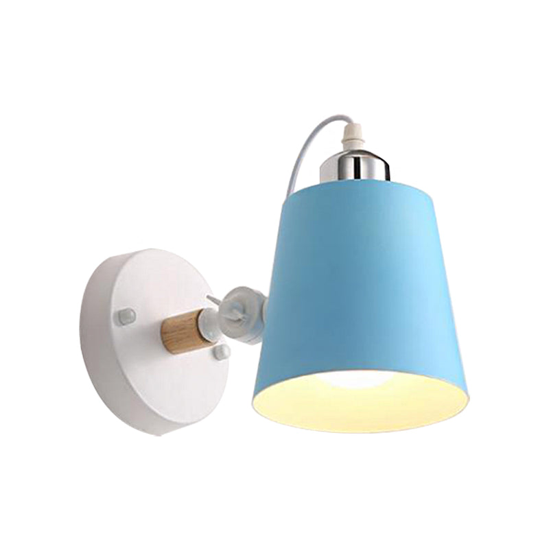 Avtoit | Gray/White/Pink/Yellow/Blue/Green Cone Wall Lamp Minimalist Metal 1 Light Wall Mount Lamp for Nightstand