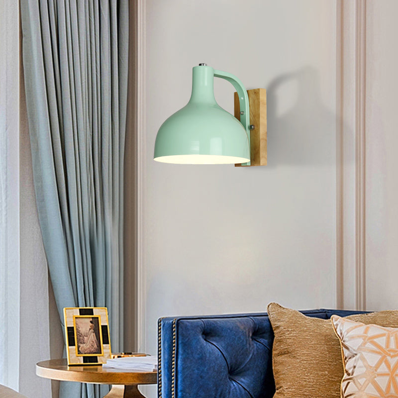 Avtoit | Barn Shade Wall Mount Light Nordic Metal 1 Head 7.5" B White/Pink/Blue/Green Wall Lighting Fixture for Bedroom Nightstand