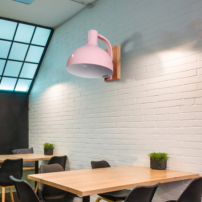 Avtoit | Barn Shade Wall Mount Light Nordic Metal 1 Head 7.5" B White/Pink/Blue/Green Wall Lighting Fixture for Bedroom Nightstand