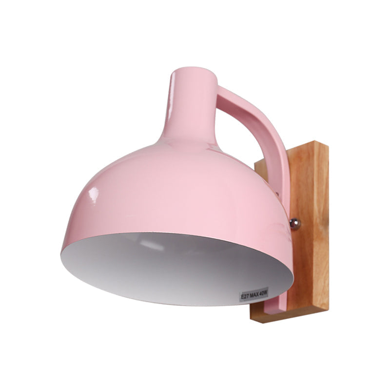 Avtoit | Barn Shade Wall Mount Light Nordic Metal 1 Head 7.5" B White/Pink/Blue/Green Wall Lighting Fixture for Bedroom Nightstand