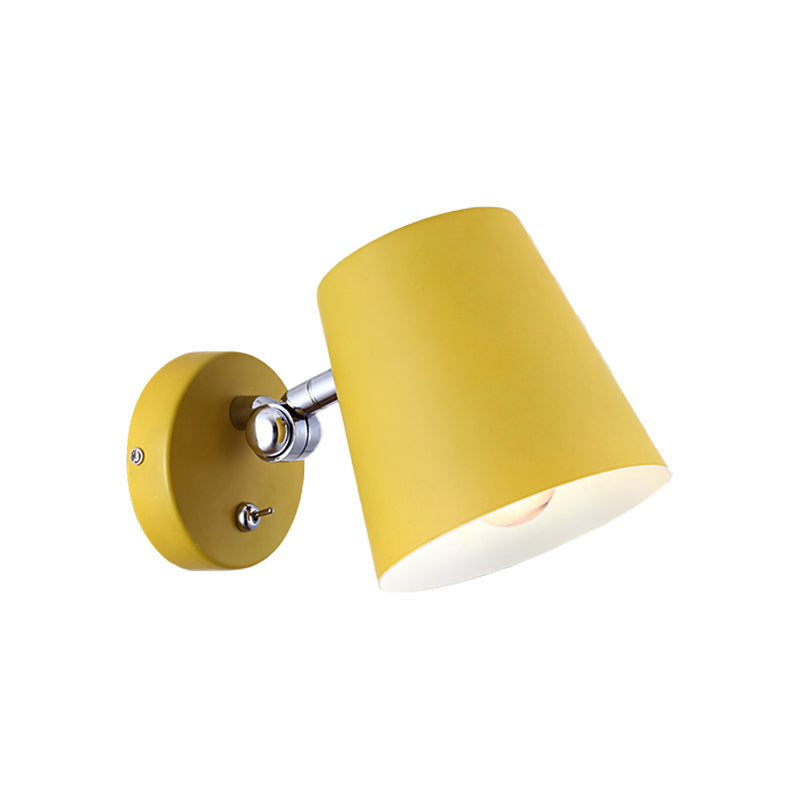 Avtoit | Conical Wall Lamp Macaron Metallic 1 Light Pink/Yellow/Blue Wall Light for Balcony, 5" B