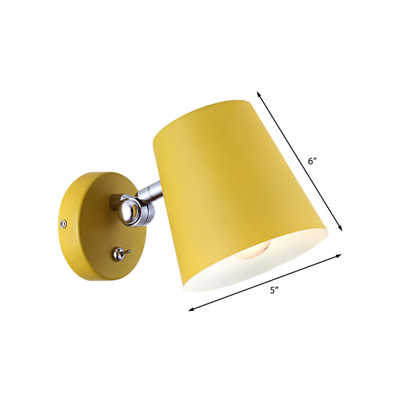 Avtoit | Conical Wall Lamp Macaron Metallic 1 Light Pink/Yellow/Blue Wall Light for Balcony, 5" B