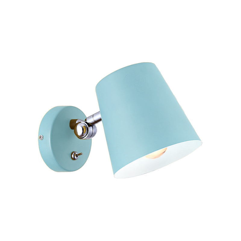Avtoit | Conical Wall Lamp Macaron Metallic 1 Light Pink/Yellow/Blue Wall Light for Balcony, 5" B