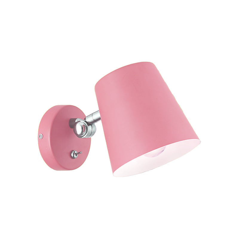 Avtoit | Conical Wall Lamp Macaron Metallic 1 Light Pink/Yellow/Blue Wall Light for Balcony, 5" B