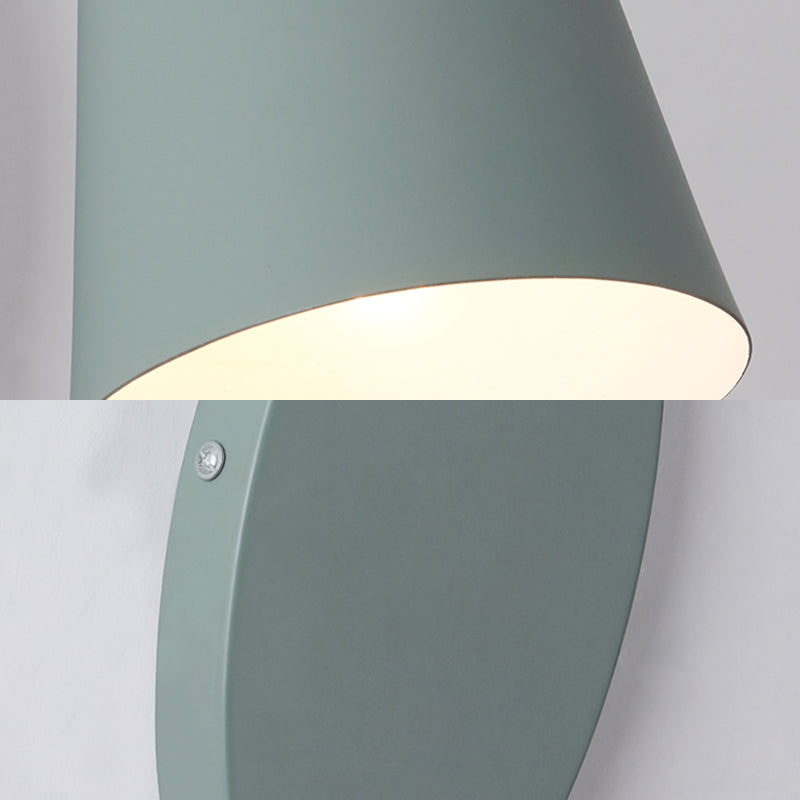 Avtoit | Modern Cone Wall Light 1 Light Wall Mounted Lighting with Metal Shade and Pull Chain in Pink/Yellow/Blue/Green