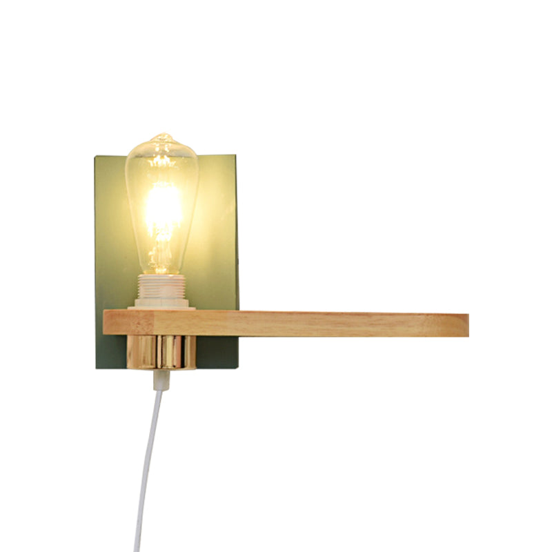 Avtoit | Black/green metal back plate wall lighting fixture simple 1 light bare bulb wall-mounted lamp for hallway
