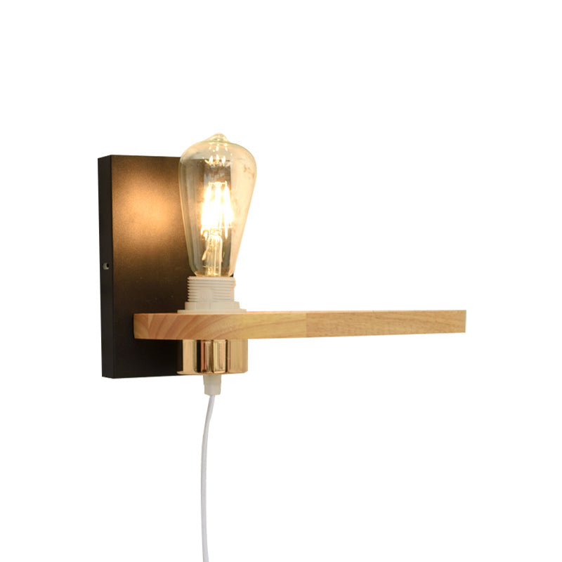 Avtoit | Black/green metal back plate wall lighting fixture simple 1 light bare bulb wall-mounted lamp for hallway