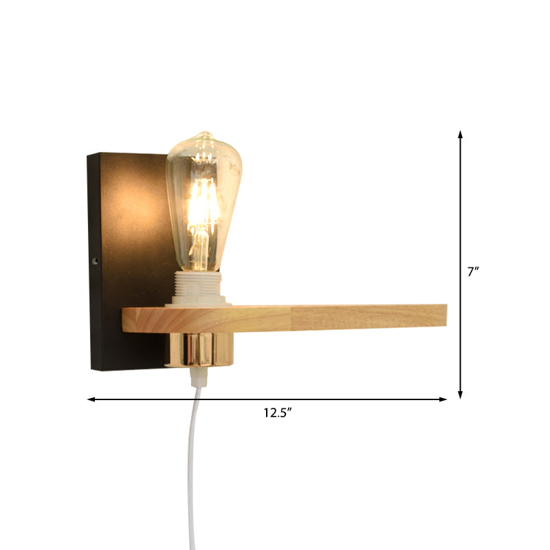 Avtoit | Black/green metal back plate wall lighting fixture simple 1 light bare bulb wall-mounted lamp for hallway
