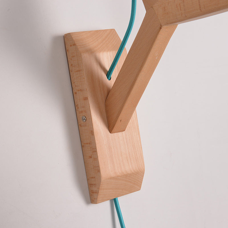 Avtoit | Curved Shadow Paper Wall Lamp Macaron 1 Head White/Pink/Yellow/Blue/Green Sconce Lamp with Wooden Backplate