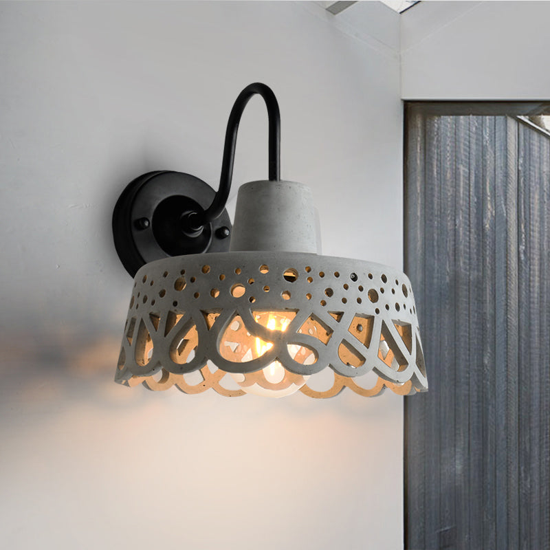 Avtoit | 8.5"/9.5"/10" Width Goose Neck Wall Light Modernist Cement 1 Light Wall Mounted Fixture in Gray