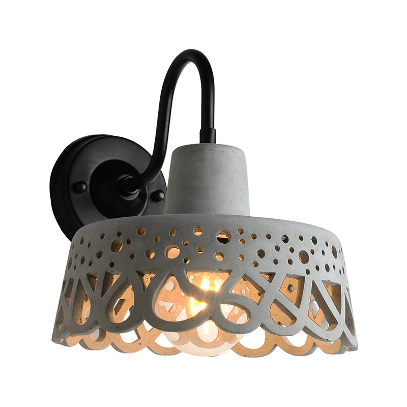 Avtoit | 8.5"/9.5"/10" Width Goose Neck Wall Light Modernist Cement 1 Light Wall Mounted Fixture in Gray