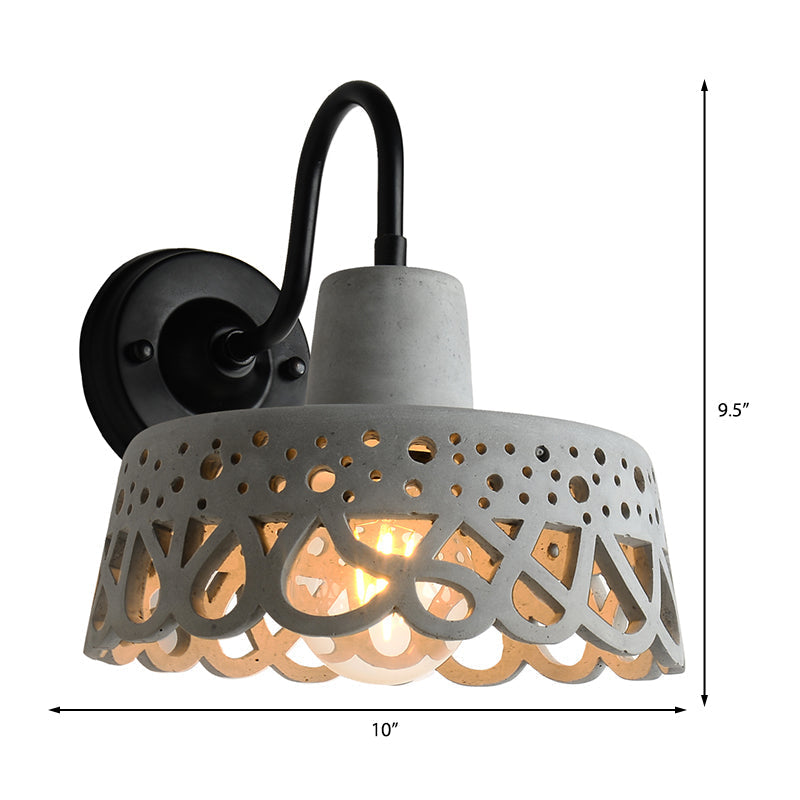 Avtoit | 8.5"/9.5"/10" Width Goose Neck Wall Light Modernist Cement 1 Light Wall Mounted Fixture in Gray