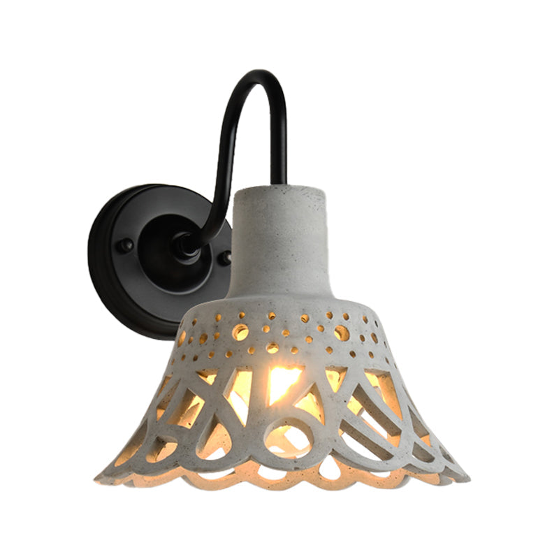 Avtoit | 8.5"/9.5"/10" Width Goose Neck Wall Light Modernist Cement 1 Light Wall Mounted Fixture in Gray