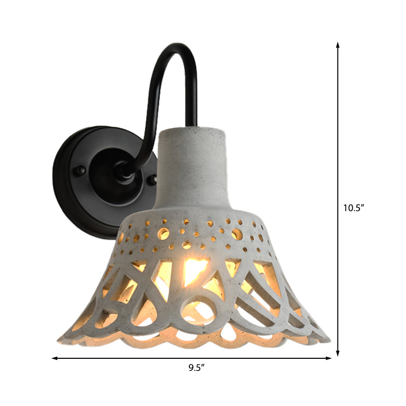 Avtoit | 8.5"/9.5"/10" Width Goose Neck Wall Light Modernist Cement 1 Light Wall Mounted Fixture in Gray