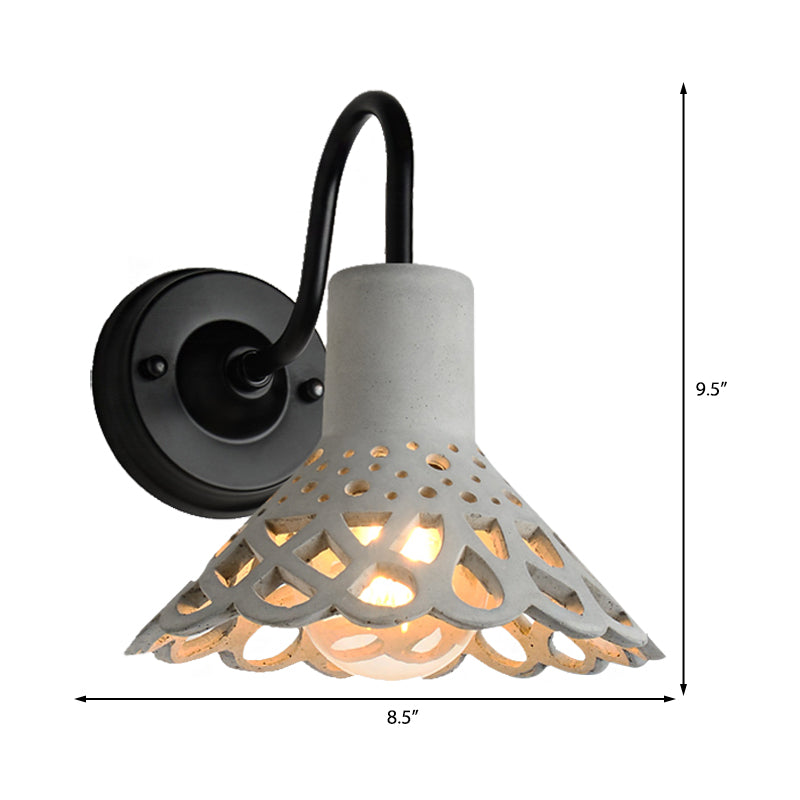 Avtoit | 8.5"/9.5"/10" Width Goose Neck Wall Light Modernist Cement 1 Light Wall Mounted Fixture in Gray