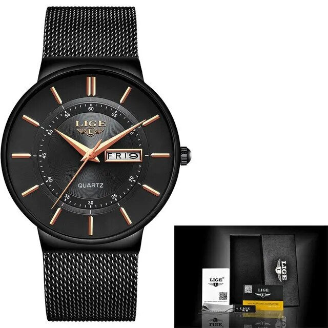Avtoit | Luxury Men’s Ultra-Thin Waterproof Stainless Steel Quartz Watch – Elegant Date Display Sports Wristwatch