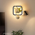Avtoit | Round/Square Bedroom Wall Lamp Industrial Clear Glass LED Black Wall Lighting in Warm/White Light