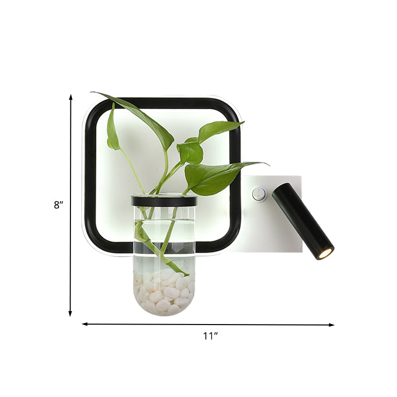 Avtoit | Round/Square Bedroom Wall Lamp Industrial Clear Glass LED Black Wall Lighting in Warm/White Light