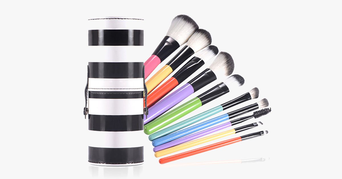 Avtoit | Striped Multicolor Makeup Brush Set – Add a splash of color and professionalism to your makeup set