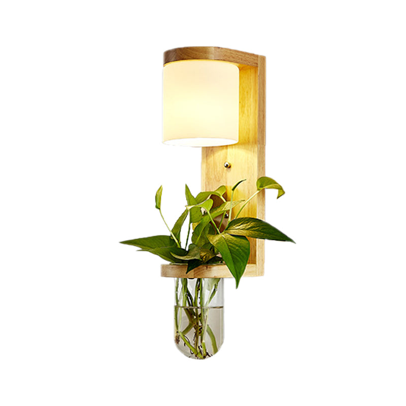 Avtoit | Barrel/Globe Opal Glass Up/Down Light Simple 1 Light Living Room LED Wall Mount Lighting in Wood